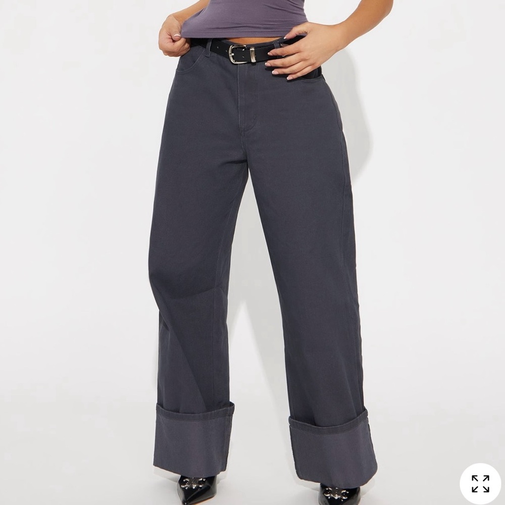 Fashion Nova Charcoal Wide-Leg Pants